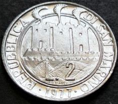 Moneda 2 LIRE - SAN MARINO, anul 1977 *cod 4075 = UNC foto