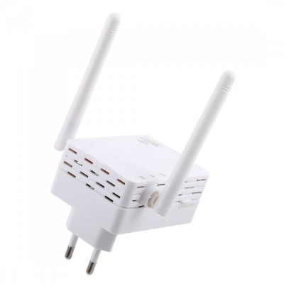 Amplificator semnal retea wireless cu antena dubla Prolight, Alb foto