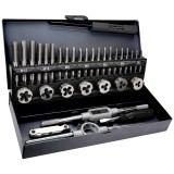 Set tarozi si filiere Topex M3-M12, 32 piese, in cutie metalica