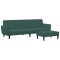 Canapea extensibila cu taburet, 2 locuri, verde inchis, catifea