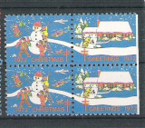 USA, Cinderella 1972 Christmas x 4, MNH, imperf. right L.078, Nestampilat