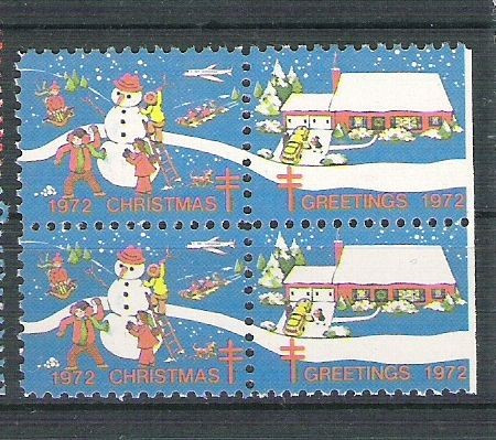 USA, Cinderella 1972 Christmas x 4, MNH, imperf. right L.078