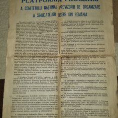 afis-platforma comitetului national de organizare a sindicatelor-decembrie 1989