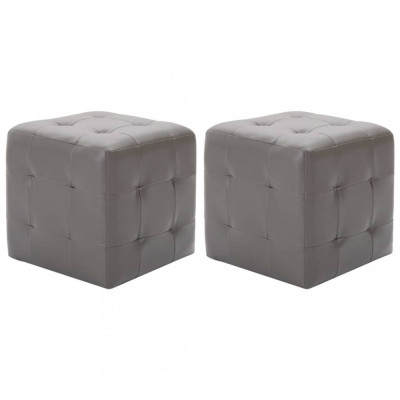 Gossi taburet, 2 buc., gri, 30 x 30 x 30 cm, piele ecologica foto