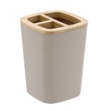 Suport Periuțe Plastic / Bambus Comp &ndash; Bej