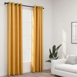 Gossi perdele opace, aspect panza, ocheti, 2 buc., galben, 140x245 cm