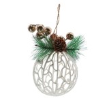 Glob de Craciun, alb, SY23YKL-WYM-0009, 8 cm, plastic, rotund