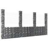 Cumpara ieftin Coș gabion &icirc;n formă de U cu 4 st&acirc;lpi, 380x20x200 cm, fier