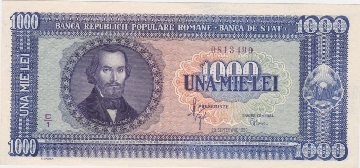 ROMANIA 1000 lei 1950 UNC