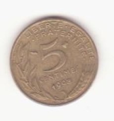 Franța 5 centimes 1983 foto