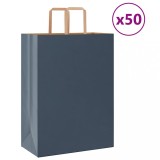 vidaXL Saci de h&acirc;rtie 50 buc cu m&acirc;nere Albastru 32x17x44 cm