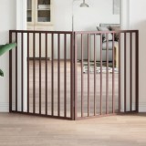 vidaXL Poartă pentru c&acirc;ini pliabilă 2 panouri maro, 160 cm, lemn plop