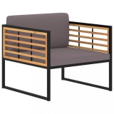 vidaXL Set 2 Scaune Gradina cu Perne, Lemn Acacia, Gri Inchis, Rezistent Intemperii, 70x70x62cm
