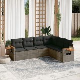 Set mobilier grădină cu perne, 6 piese, gri, poliratan