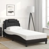 VidaXL Cadru de pat cu tăblie, negru, 90x200 cm, piele ecologică