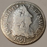 Franța 1/12 ecu 1691 A / Paris argint Ludovic XlV