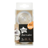 Tetina din silicon flux rapid, 6 luni+, 2 bucati, Tommee Tippee