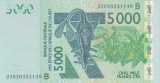 Bancnota Statele Africii de Vest 5.000 Franci 2023 - P217B UNC ( Benin - vezi descriere )