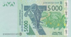 Bancnota Statele Africii de Vest 5.000 Franci 2023 - P217B UNC ( Benin - vezi descriere )