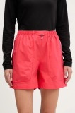 Peak Performance pantaloni scurți outdoor culoarea rosu, uni, high waist, G80109