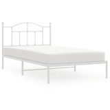 Cumpara ieftin Cadru de pat din metal cu tablie, alb, 107x203 cm