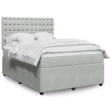 Gossi pat box spring cu saltea, gri deschis, 140x200 cm, catifea