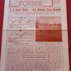 Program meci fotbal FC INTER SIBIU - AS DROBETA TURNU-SEVERIN(21.09.1986)