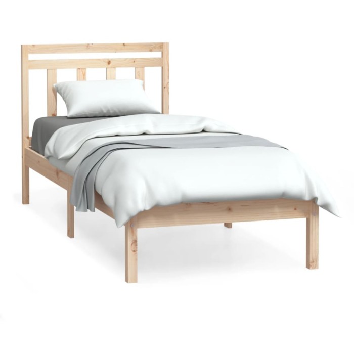Cadru de pat mic single, 75x190 cm, lemn masiv