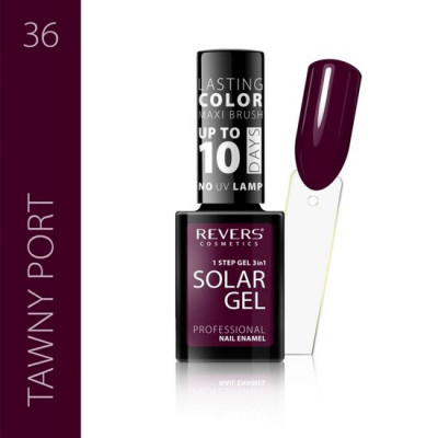 Lac de unghii Solar Gel, Revers, 12 ml, maro, nr 36, tawny port foto