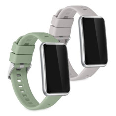 Set 2 Curele pentru Huawei Watch Fit mini, Kwmobile, Silicon, Verde/Gri, 57107.02