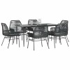 VidaXL Set de sufragerie de grădină 7 piese neagră sticlă polirattan 3334468