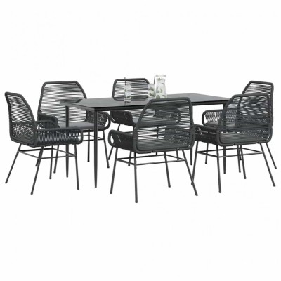 Gossi set de sufragerie de gradina 7 piese neagra sticla polirattan foto
