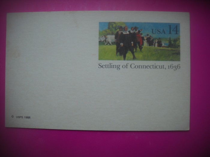 HOPCT 8007 SETTLING OF CONNECTICUT 1636 -SUA-AMERICA DE NORD -NECIRCULAT-PATRIOT A
