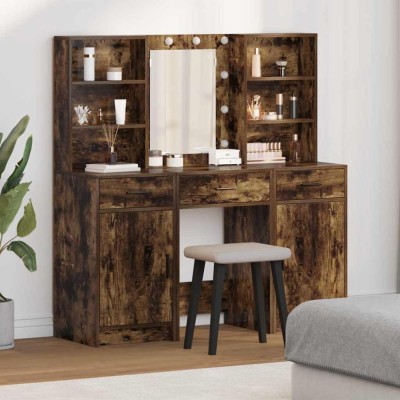 vidaXL Set de Dressing cu sertar 3 pcs Stejar fumuriu 50 x 41 x 135 cm 3334294 foto