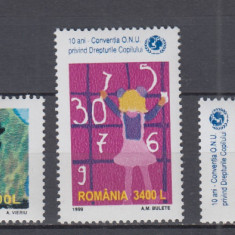 ROMANIA 1999 LP 1497 ANIVERSAREA CONVENTIEI ONU DREPTURILE COPILULUI SERIE MNH