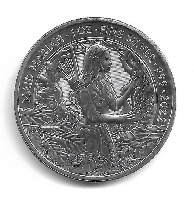 Marea Britanie - Myths and Legends - 2022 MAID MARIAN - 1OZ .999 Fine ARGINT 2 Pounds