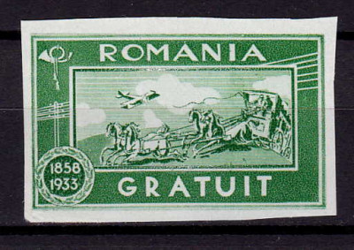 RO 1933 marca scutire porto - GRATUIT, serie - original negumat , MNH foto