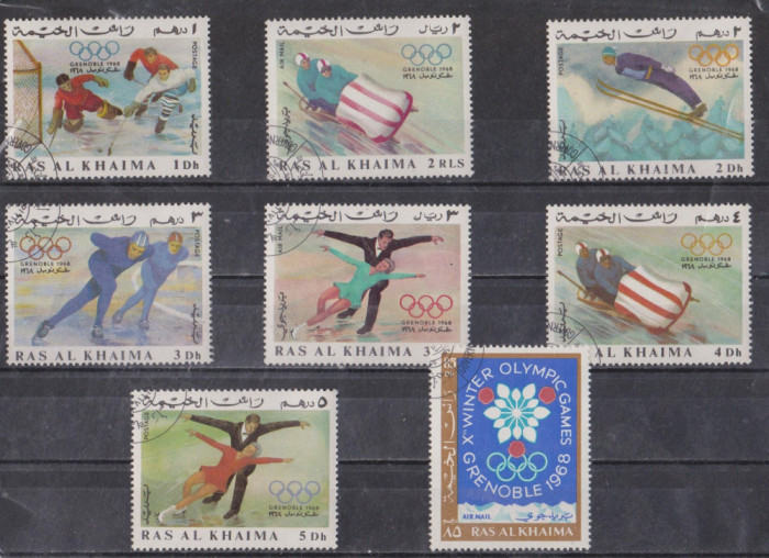 A12 S5 10 - Timbre foarte vechi - Ras Al Khaima - sporturi de iarna