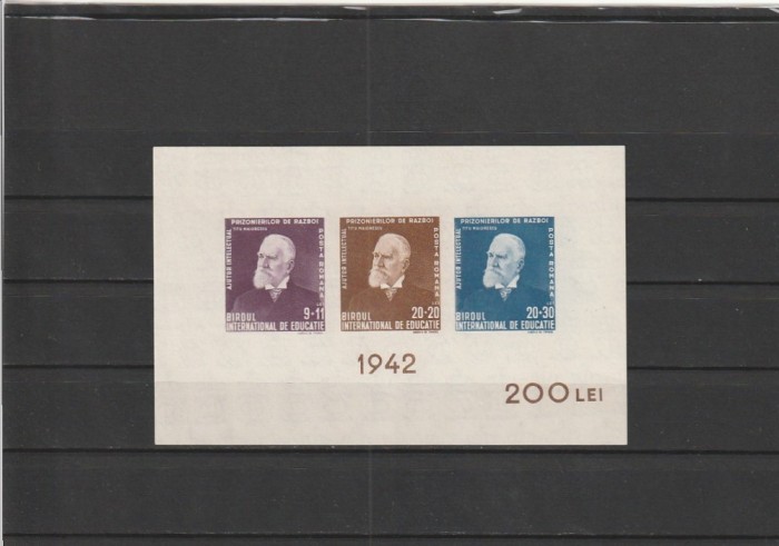 ROMANIA 1942 LP 148 TITU MAIORESCU COLITA NEDANTELATA MNH NESTAMPILATA