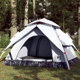 Gossi cort de camping 3 persoane, alb opac, setare rapida, tesatura