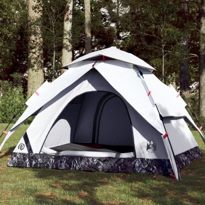 Gossi cort de camping 3 persoane, alb opac, setare rapida, tesatura foto