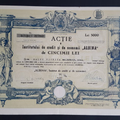 Actiune 1943 Banca ALBINA Sibiu / titlu 10 actiuni