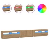 Cumpara ieftin Dulap TV cu LED stejar artizanal 300x35x40 cm lemn prelucrat
