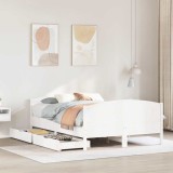 vidaXL Cadru de pat fără saltea, alb, 140x190 cm, lemn masiv de pin 3301795