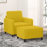 vidaXL Fotoliu canapea cu taburet, galben, 60 cm, catifea 3201170