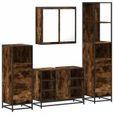 Cumpara ieftin Set de mobilier de baie 4 piese Lemn prelucrat de stejar afumat