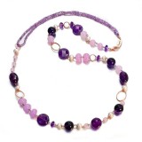 Colier Amelis din ametist, jad și perle