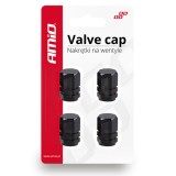 Capace Ventil Auto/Moto/Biciclete Amio Aluminiu Hexagonale Negre - Set 4 Bucati, Universal