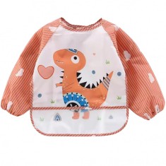 Baveta impermeabila cu maneci lungi si buzunar colector, 6-36 luni, model dino, NippleBaby