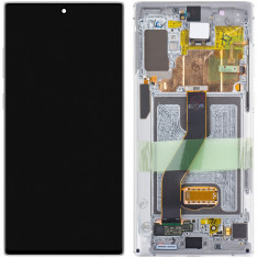 Display - Touchscreen Samsung Galaxy Note 10 Plus N975 / Note 10+ 5G N976, Cu rama, Alb (Aura White) GH82-20838B foto